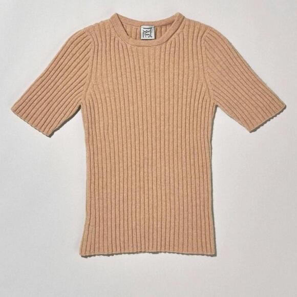 Baserange Simin Ribbed Merino Wool Sweater Tee Size Small NWT $125 Beige Rose - Picture 2 of 16